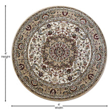 Load image into Gallery viewer, Persian 4x4 Ivory Round Area Rug-Olefin Rug with Jute Backing