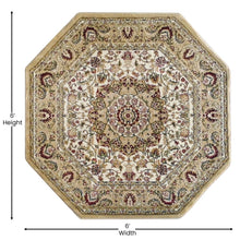 Load image into Gallery viewer, Persian 5x5 Ivory Octagon Area Rug-Olefin Rug with Jute Backing