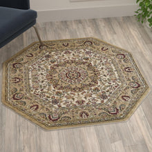 Load image into Gallery viewer, Persian 4x4 Ivory Octagon Area Rug-Olefin Rug with Jute Backing