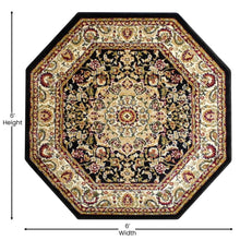 Load image into Gallery viewer, Persian 5x5 Black Octagon Area Rug-Olefin Rug with Jute Backing
