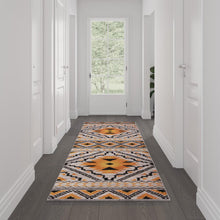 Load image into Gallery viewer, Southwestern 3' x 10' Orange Area Rug - Olefin Rug with Cotton Backing