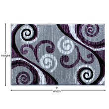 Load image into Gallery viewer, 2' x 3' Purple Abstract Area Rug - Olefin Rug with Jute Backing