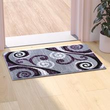 Load image into Gallery viewer, 2' x 3' Purple Abstract Area Rug - Olefin Rug with Jute Backing