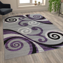 Load image into Gallery viewer, 6' x 9' Purple Abstract Area Rug - Olefin Rug with Jute Backing