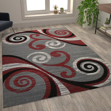 Load image into Gallery viewer, 6' x 9' Red Abstract Area Rug - Olefin Rug with Jute Backing