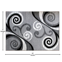 Load image into Gallery viewer, 8' x 10' Grey Abstract Area Rug - Olefin Rug with Jute Backing