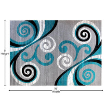 Load image into Gallery viewer, 8' x 10' Turquoise Abstract Area Rug - Olefin Rug with Jute Backing