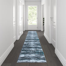 Load image into Gallery viewer, 2' x 11' Distressed Turquoise Olefin Area Rug for Entryway, Living Room, Bedroom