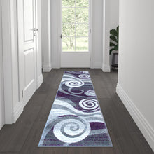 Load image into Gallery viewer, 2' x 7' Purple Swirl Olefin Area Rug for Entryway, Living Room, Bedroom