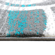 Load image into Gallery viewer, 3' x 16' Turquoise Swirl Olefin Area Rug for Entryway, Living Room, Bedroom