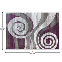 Load image into Gallery viewer, 5' x 7' Purple Swirl Olefin Area Rug for Entryway, Living Room, Bedroom