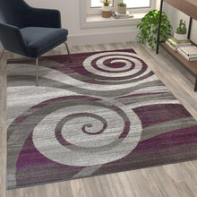 Load image into Gallery viewer, Modern 5' x 7' Turquoise Plush Spiral Pattern Area Rug for Indoor Use