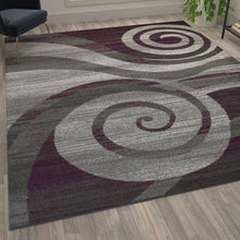 Load image into Gallery viewer, 6' x 9' Purple Swirl Olefin Area Rug for Entryway, Living Room, Bedroom