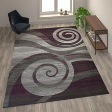 Load image into Gallery viewer, 6' x 9' Purple Swirl Olefin Area Rug for Entryway, Living Room, Bedroom