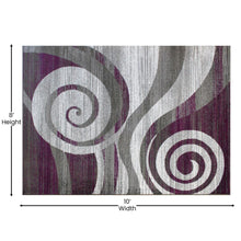 Load image into Gallery viewer, 8' x 10' Purple Swirl Olefin Area Rug for Entryway, Living Room, Bedroom
