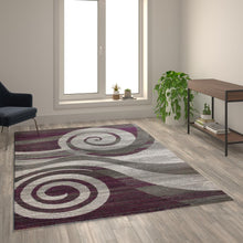 Load image into Gallery viewer, 8' x 10' Purple Swirl Olefin Area Rug for Entryway, Living Room, Bedroom