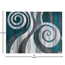 Load image into Gallery viewer, 8' x 10' Turquoise Swirl Olefin Area Rug for Entryway, Living Room, Bedroom