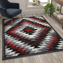Load image into Gallery viewer, Southwestern 5' x 7' Red Area Rug - Olefin Rug with Jute Backing