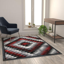 Load image into Gallery viewer, Southwestern 5' x 7' Red Area Rug - Olefin Rug with Jute Backing