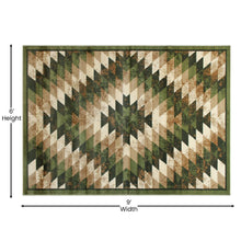 Load image into Gallery viewer, Southwestern 6' x 9' Green Area Rug - Olefin Rug with Jute Backing