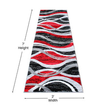 Load image into Gallery viewer, 2' x 7' Red Rippled Olefin Area Rug for Entryway, Living Room, Bedroom