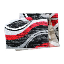 Load image into Gallery viewer, 2' x 7' Red Rippled Olefin Area Rug for Entryway, Living Room, Bedroom