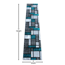 Load image into Gallery viewer, 2' x 11' Turquoise Color Bricked Olefin Area Rug