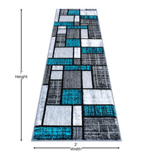 Load image into Gallery viewer, 2' x 7' Turquoise Color Bricked Olefin Area Rug