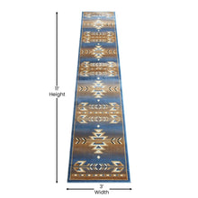 Load image into Gallery viewer, Southwestern 2' x 11' Blue Area Rug - Olefin Rug