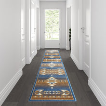 Load image into Gallery viewer, Southwestern 2' x 11' Blue Area Rug - Olefin Rug