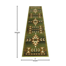 Load image into Gallery viewer, Southwestern 2' x 7' Green Area Rug - Olefin Rug