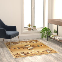 Load image into Gallery viewer, Southwestern 4' x 5' Brown Area Rug - Olefin Rug