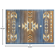 Load image into Gallery viewer, Southwestern 4' x 5' Blue Area Rug - Olefin Rug