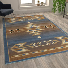 Load image into Gallery viewer, Southwestern 6' x 9' Blue Area Rug - Olefin Rug