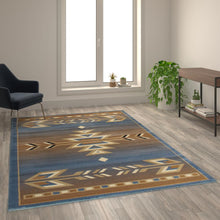 Load image into Gallery viewer, Southwestern 6' x 9' Blue Area Rug - Olefin Rug