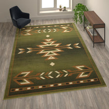 Load image into Gallery viewer, Southwestern 8' x 10' Green Area Rug - Olefin Rug