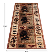 Load image into Gallery viewer, 2' x 7' Mother Bear, Cubs Nature Themed Olefin Area Rug