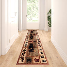 Load image into Gallery viewer, 2' x 7' Mother Bear, Cubs Nature Themed Olefin Area Rug