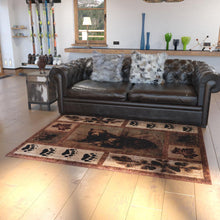 Load image into Gallery viewer, 5' x 7' Mother Bear, Cubs Nature Themed Olefin Area Rug