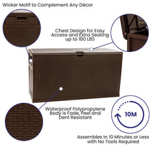 Load image into Gallery viewer, 120 Gallon Plastic Deck Box - Waterproof Storage Box, Brown