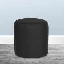 Load image into Gallery viewer, Upholstered Round Ottoman Pouf in Black Fabric