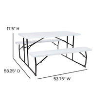 Load image into Gallery viewer, White Wood Grain Folding Picnic Table and Benches - 4.5 Foot Folding Table