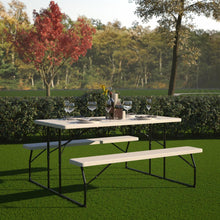 Load image into Gallery viewer, White Wood Grain Folding Picnic Table and Benches - 4.5 Foot Folding Table