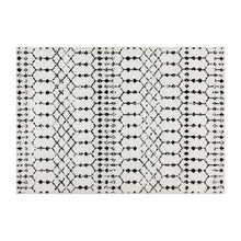 Load image into Gallery viewer, Geometric Bohemian Low Pile Rug - 5' x 7' - Ivory/Black
