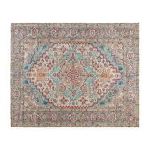 Load image into Gallery viewer, Distressed Vintage Medallion Area Rug - 8' x 10' - Blue Multi Polyester