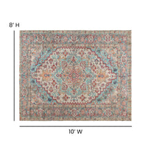 Load image into Gallery viewer, Distressed Vintage Medallion Area Rug - 8' x 10' - Blue Multi Polyester