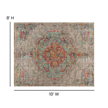Load image into Gallery viewer, Distressed Medallion Area Rug - 8' x 10' - Gray Multi Polyester