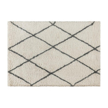 Load image into Gallery viewer, Shag Style Diamond Trellis Area Rug - 5' x 7' - Ivory/Gray Polyester (PET)