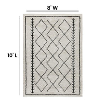 Load image into Gallery viewer, Geometric Style Bohemian Shag Area Rug - 8' x 10' - Ivory