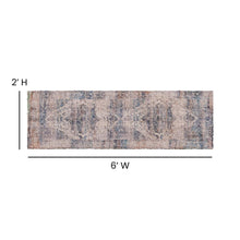 Load image into Gallery viewer, Artisan Old English Style Traditional Rug - 2'x6' - Blue Polyester